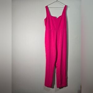 NSR sleeveless wide leg jumpsuit color hot pink size Large